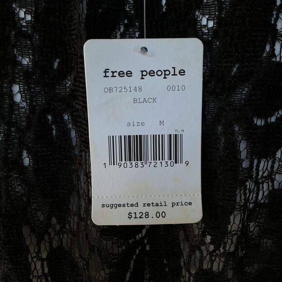 Free People Ruby Lace Mini Dress Balloon Sleeve Black BOHO Witchy Romantic Goth - Picture 11 of 16